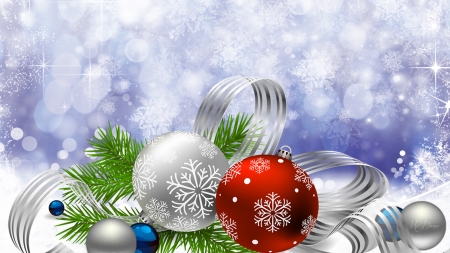 Decorate for Christmas - blue, balls, snow flakes, christmas, feliz navidad, Firefox Persona theme, pine, ribbon, decorations, shine