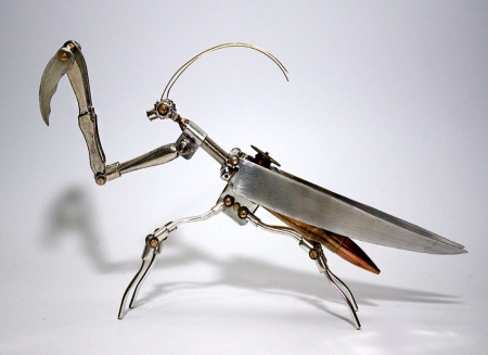 Steampunk Praying Mantis  - bugs, steampunk, abstract, fantasy