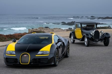 Bugatti's ~ Past and Present - cars, bugatti, beach, sportscar