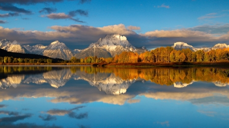 Grand Teton National Park - clouds, Nature, autumn, lake, forest, reflection, park