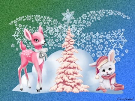 PINK AND WHITE XMAS SCENE - XMAS, SCENE, WHITE, PINK