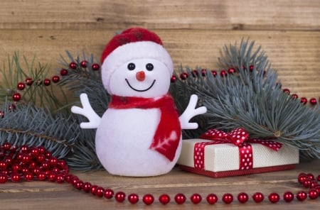 Merry Christmas! - white, red, card, gift, craciun, snowman, christmas