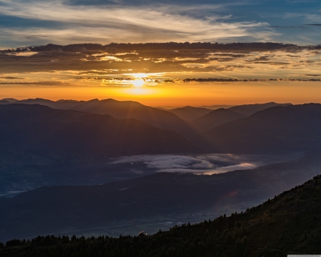 Sunrise at the Mountain - nature, sky, mountain, sunrise