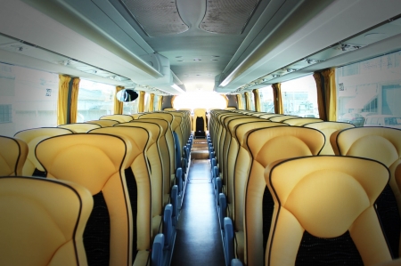 Inside the bus - yellow, transport, travel, bus, seats