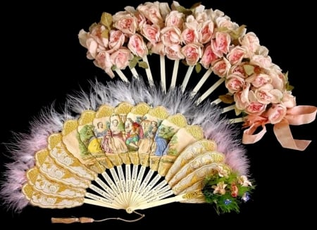 19th Century Hand Fans - Century, Pink, 19th, Yello, Fans, Hand