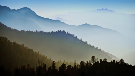 over the mountains - nature, mountains, wallpaper, mist