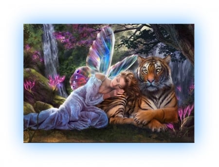 fantasy dreams - girls, fantasy, tiger, sexy