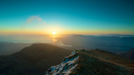 Sunset Over the Mountains - sunset, nature, mountains, peaks, sky