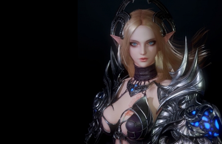 Warrior elf - elf, girl, sihwa lee, luminos, warrior, black, fantasy