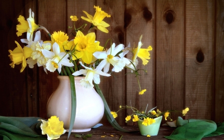 Still Life - white, flower, yellow, still life