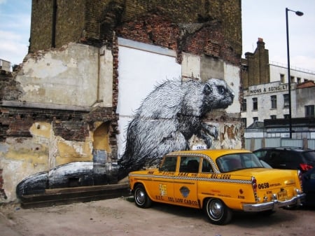 New York Cab - taxi, new york, transport, yellow, car, cab, wall painting