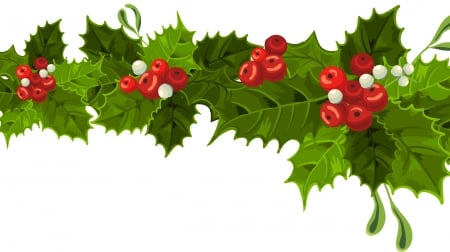 Merry Christmas! - red, berry, card, mistletoe, craciun, christmas, green