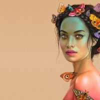 Portrait with butterflies