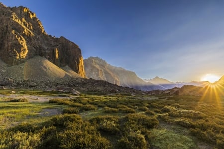 Andes Mountains and Sunrise - andes, nature, mountain, sunset, sunrise