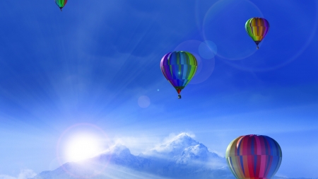 Hot-air balloons - skin, sky, hot air, summer, balloon, texturte, luminos, pink, blue