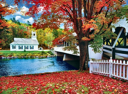 Covered Bridge - scenery, beautiful, photography, covered bridge, photo, architecture, bridge, wide screen