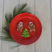 Cookies on a red plate