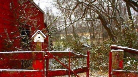 Gateway - house, snow, country, red