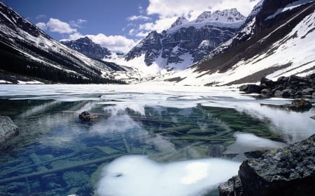 mountain lake - lake, mountain, reflection, snow