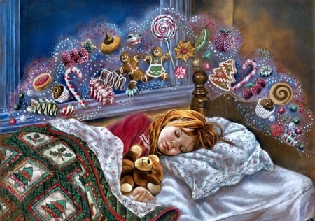 dreaming girl - girls, weihnacht, dream, christmas