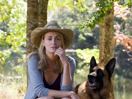 Taylor Schilling - hat, Taylor Schilling, beautiful, dog, Taylor, 2017, actress, cowgirl, model, Schilling, wallpaper