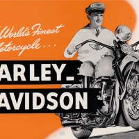 1940s Creepy guy on a Harley ad art