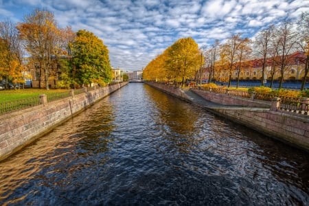 St.Petersburg Canal,Russia - nature, autumn, lake, trees, clouds, canal