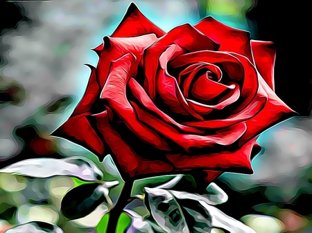 FRACTAL RED ROSE - image, red, fractal, rose