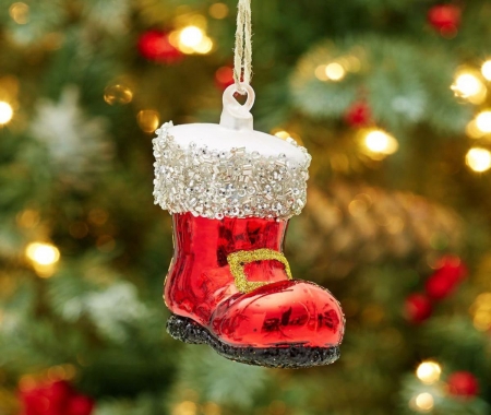 Santa's Boots - christmas, decoration, lights, cone, tree