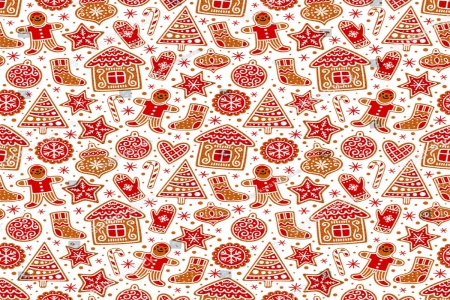 Winter Gingerbread - white, red, textures, brown, gingerbread