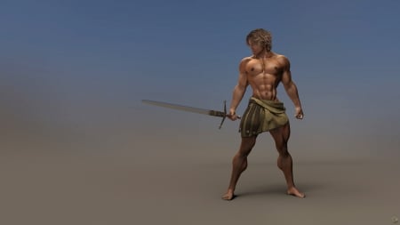 Swordwarrior (2) - fighter, sword, muscle, Hunk, barbarian, hero