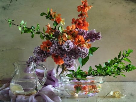 BEAUTIFUL LILACS - flowers, orange, purple, lilacs