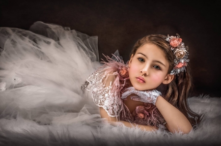 Little princess - white, dress, girl, princess, copil, pink, child, gloves