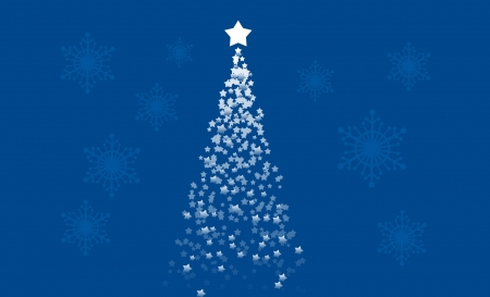 Merry Christmas! - white, card, craciun, tree, blue, christmas