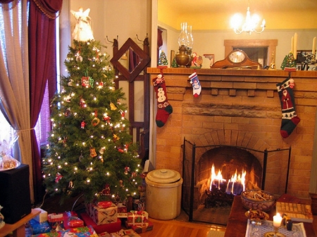 ~ ♥ღ Christmas fireplace ღ♥ ~ - house, Christmas, fireplace, architecture