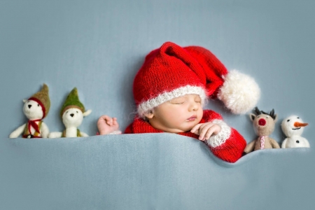 :) - child, copil, cute, baby, craciun, christmas, sleep, toy, hat, santa