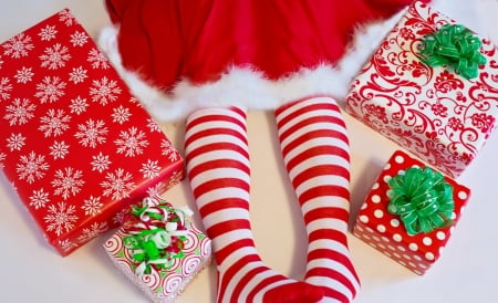 Merry Christmas! - white, red, socks, gift, craciun, christmas, green