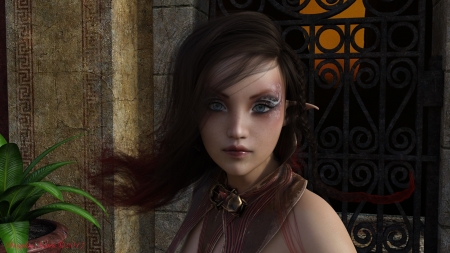 Elf girl - elf, frumusete, fantasy, rendering, girl, face, luminos