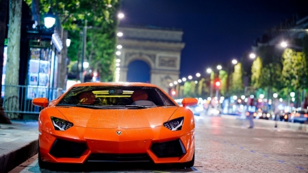 lamborghini aventador - street, paris, lamborghini, aventador