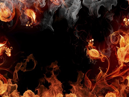 FireFlower - abstract, 3d, figure, smoke, fire, flower