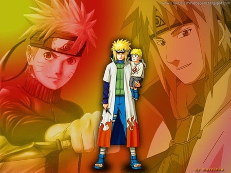 yondaime with child naruto - anime, naruto