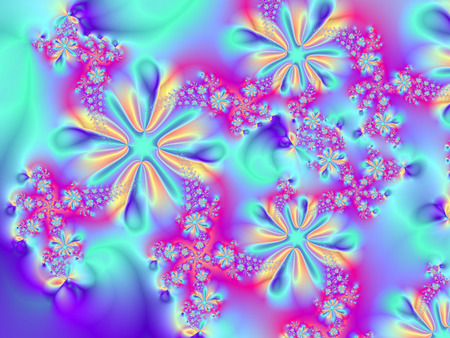 flowers - fractals, pinks, flowers, blues