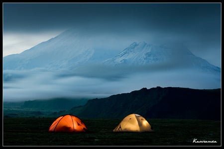 Campers Lights - camping, abstract, photography, landscapes, 3d, mountains