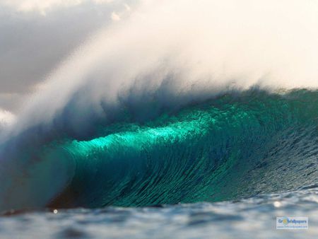 Blue Green Wave - nature, oceans, abstract, forces of nature, 3d, photography, fantasy, waves