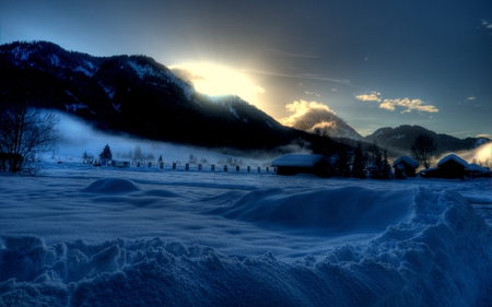 evening mood weissensee carinthia austria - weissensee carinthia, evening, snow, mood, austria