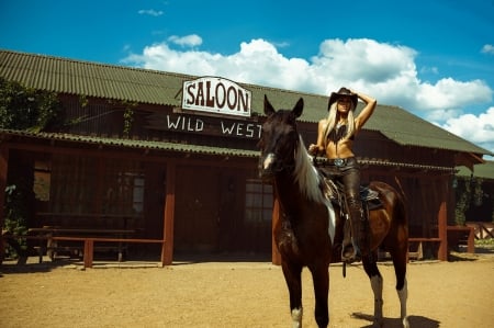 Where Cowgirls Roam . . - women, fun, saloon, female, hats, models, western, horse, girls, cowgirl, style, outdoors, blondes, ranch