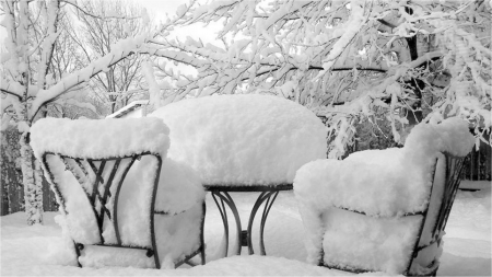 Enchanting snowfall - winter, nature, table, snow