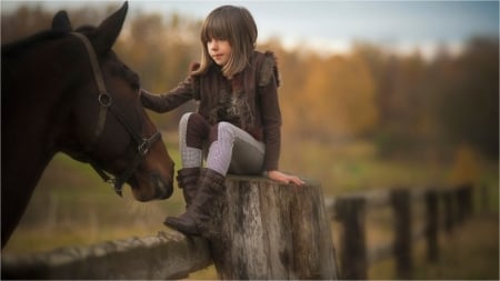 Im with you - child, girl, horse, country