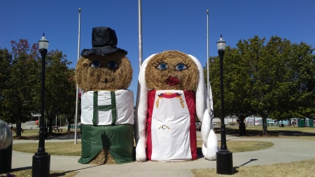 Octoberfest Hay People - woman, funny, hay, man