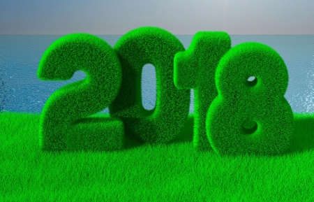 Happy New Year! - christmas, craciun, new year, green, grass, 2018, card